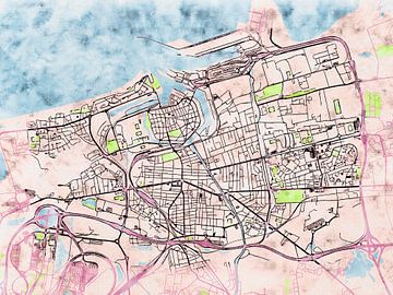 Kaart van Calais in de stijl 'Soothing Spring' van Maporia