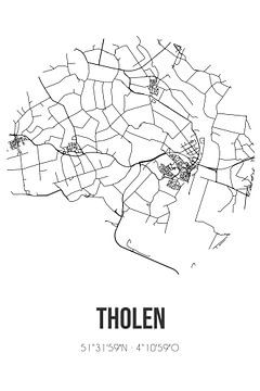 Tholen (Zeeland) | Carte | Noir et blanc sur Rezona