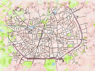 Kaart van Turnhout in de stijl 'Soothing Spring' van Maporia