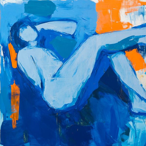 Body in blauw en oranje van Poster Art Shop