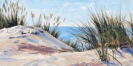Vue sur la Mer Bleue : Notre Coin Secret dans les Dunes sur Dirk van der Ven