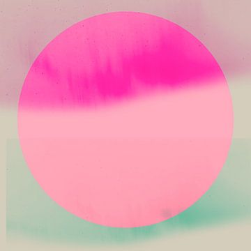 Neon-Kunst. Bunte minimalistische geometrische abstrakte in rosa, grün, beige von Dina Dankers