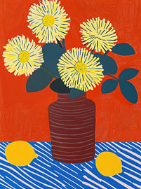 Gelbe Blüten auf Orange von Movingclouds