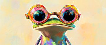 Kleurrijke ogen van wijsheid - Kikker van Poster Art Shop