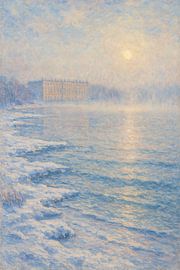 Winter at Lake Chiemsee – Morning Mist over Water and Ice by Travel Shop