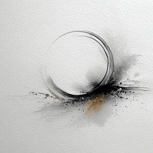 Zen Kreis Galaxie im Inneren Schlaganfall Tinte Kunst Minimalistische Wandkunst