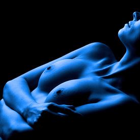 erotischer, weiblicher Akt in blau von Jörg B. Schubert