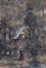 Forest landscape with female figure, Eugène Smits, 1871 by Atelier Liesjes