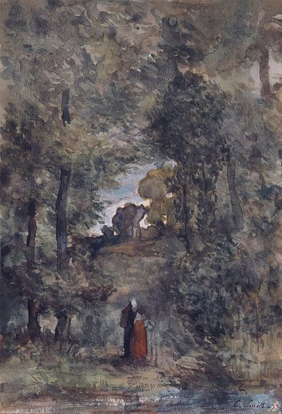 Forest landscape with female figure, Eugène Smits, 1871 by Atelier Liesjes