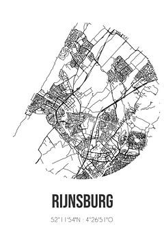 Rijnsburg (Zuid-Holland) | Landkaart | Zwart-wit van MijnStadsPoster