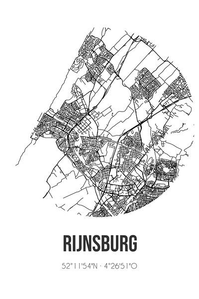 Rijnsburg (Süd-Holland) | Karte | Schwarz-Weiß von Ortsdrucke