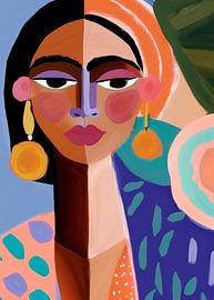 Colourful, modern and abstract portrait by Carla Van Iersel