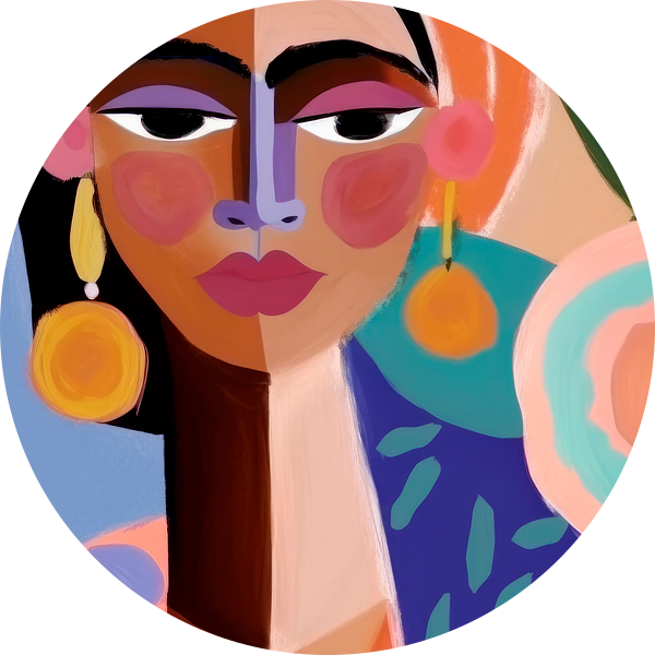 Kleurrijk, modern en abstract portret (gezien bij vtwonen) van Carla Van Iersel