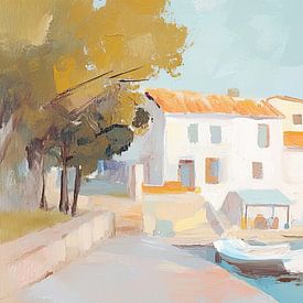 Weiße Häuser am Wasser von Blickfänger Gemälde