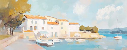 White Houses by the Water by Eye catching paintings