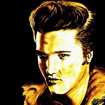 Elvis In Gold And Black von GittaGsArt