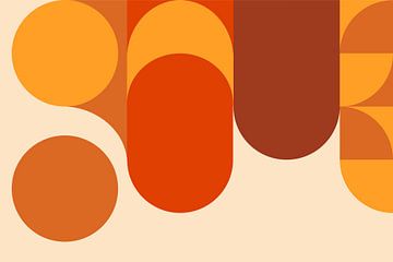 Mid-Century Bauhaus booggeometrie in oranje rood van Mad Dog Art