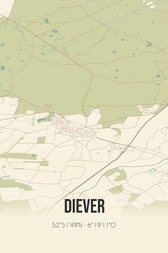 Vintage landkaart van Diever (Drenthe) van MijnStadsPoster