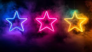 3 neon stars panorama
