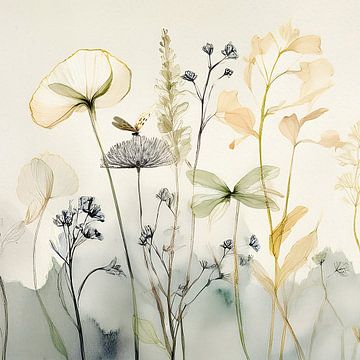 Botanische Illustration: Zerbrechliche Wildblumen und Gräser von Studio Pieternel