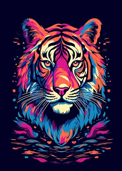 Tijger Pop Art Kleurstijl van Mason Scott