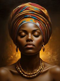 Porträt einer afrikanischen Frau mit Gold von Hilde Remerie Fotografie und digitale Kunst