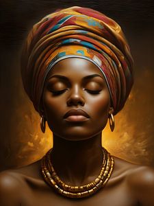 Porträt einer afrikanischen Frau mit Gold