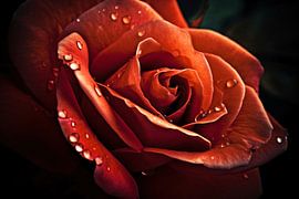 Red rose with water drops by Art & Soul Creations