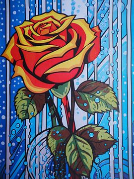 Pop Art Bloem Roos Streep Patroon Natuur Modern Grafisch van gm_designs