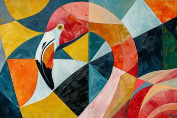 Flamingo abstracte kunst van Poster Art Shop