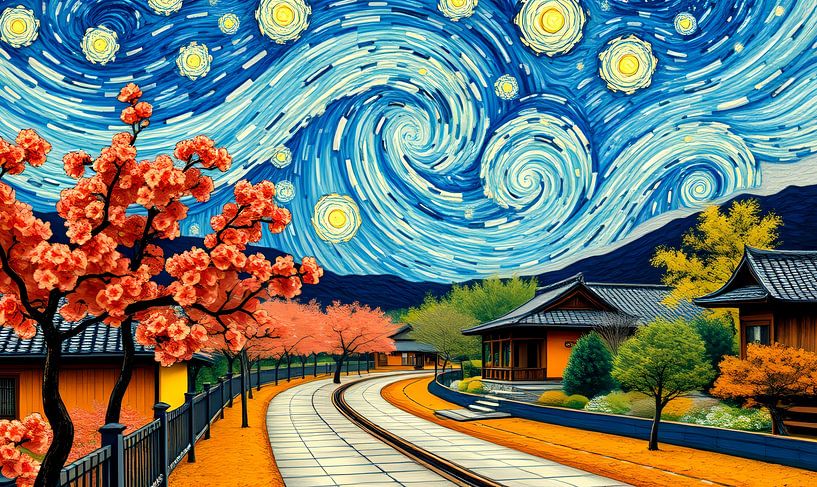 Art moderne japonais Inspiration Van Gogh Nuit étoilée par Egon Zitter