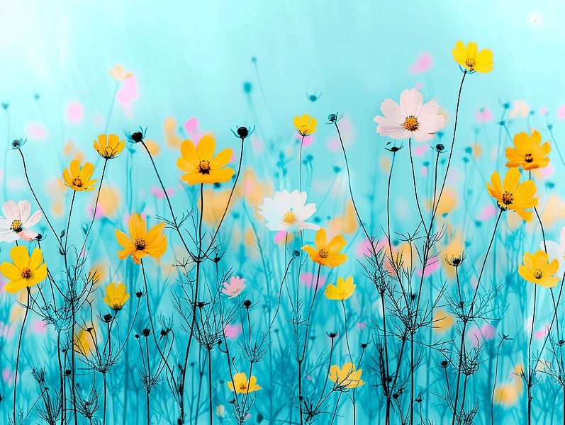 Summer Field of Pastel Flowers by Karina Brouwer