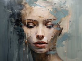 Abstract portret kunstwerk – Moderne wanddecoratie