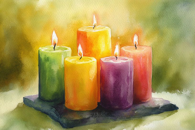 Colourful candle painting decor by Imperial Art House