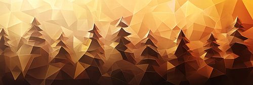 Abstracte Bossen in Goud en Bruin - Moderne Kunst Panorama