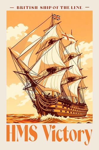 HMS Victory – Lord Nelsons Linienschiff – Illustration im Flachdesign von SPJE ART