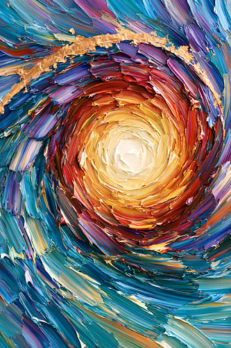 Rotes abstraktes Gemälde: Eine Spirale, die dich ins Licht zieht