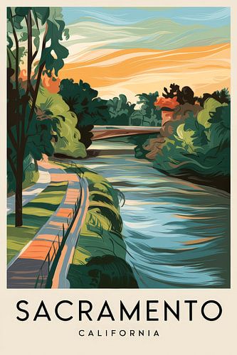 Sacramento, Californie Vintage Travel Poster