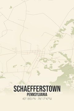 Carte ancienne de Schaefferstown (Pennsylvanie), USA. sur Rezona