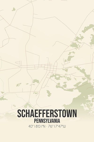 Carte ancienne de Schaefferstown (Pennsylvanie), USA. par Affiches de lieux