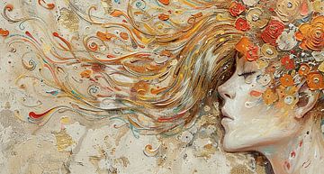 Woman Flowers by Blikvanger Schilderijen