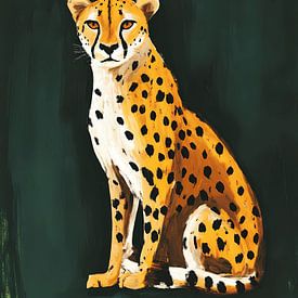 Portrait de guépard sur fond vert sur IamHome Studio