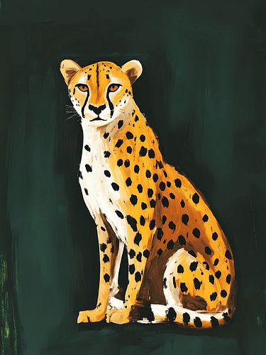 Cheetah Portrait on Green Background