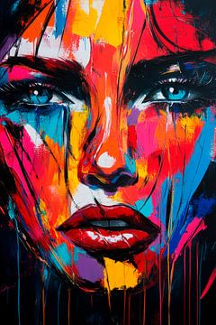 Colourful facial portrait - Expressive by Poster Art Shop
