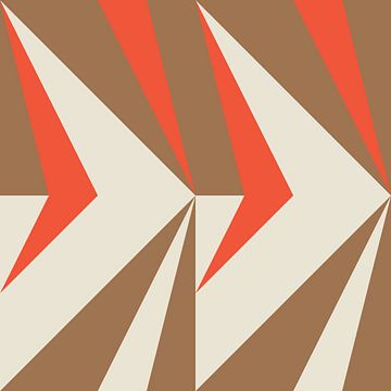 Retro geometry  with triangles in Bauhaus style in brown and orange 3 by Dina Dankers