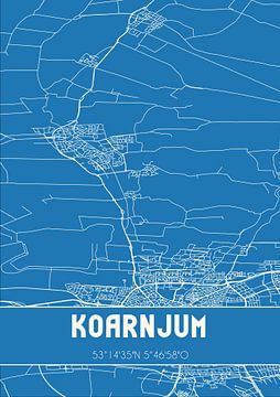 Blauwdruk | Landkaart | Koarnjum (Fryslan) van MijnStadsPoster
