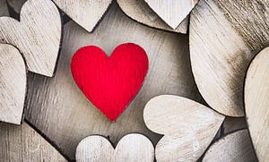 Fond de cœur d'amour en bois rouge sur Alex Winter