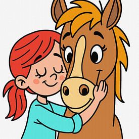 A warm embrace between a person and a horse by Jose Lok