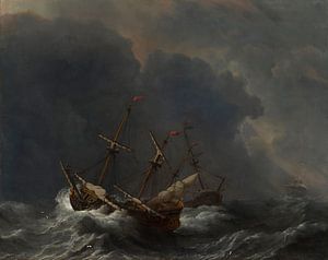 Drei Schiffe im Sturm, Willem van de Velde