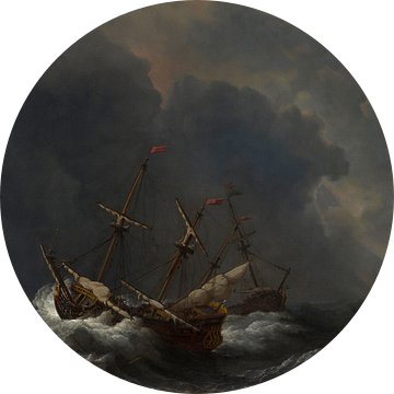Drie schepen in een storm, Willem van de Velde